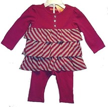 Girls 6-9 Months Purple Striped Tiered Top Leggings Set Outfit - $5.93