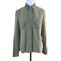 We The Free People Shirt Womens XS Green Corduroy Stripe Fray Button Up ... - £27.87 GBP