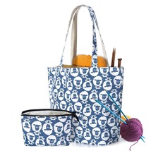 Knitting Bag With Small Zipper Pouch, Yarn Tote For Knitting Needles, Sk... - £28.31 GBP