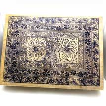 Magenta Vintage Wood Mounted Rubber Stamp Floral Borders Background 260023 - £11.79 GBP