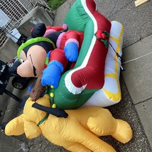 Disney Mickey Minnie Pluto Christmas Sleigh Airblown Inflatable 8ft With Issues - £150.35 GBP