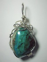Chrysocolla Cabochon Pendant Wire Wrapped .925 Sterling Silver by Jemel - £53.55 GBP