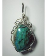 Chrysocolla Cabochon Pendant Wire Wrapped .925 Sterling Silver by Jemel - £52.99 GBP