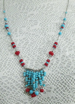 Estate Find Southwest Style Red and Blue Beaded Necklace Untested - £23.71 GBP