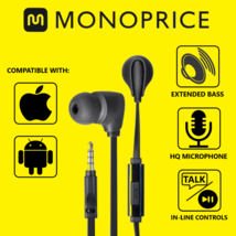 Monoprice Premium 3.5mm Wired Earbuds Headphones w/ Mic For iOS/ANDROID Devices - £6.37 GBP