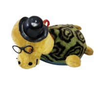 17&quot; Vintage Yellow + Green Turtle W Glasses Hat Stuffed Animal Plush Toy Antique - £52.65 GBP
