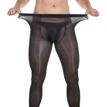 Mens Sheer Shiny Bulge Pouch Pantyhose Stretch Nylon Stockings Tights Underpants - £9.31 GBP