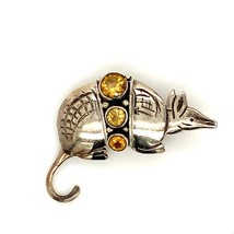 Vintage Sterling Signed 925 Sue B. Rare Armadillo with Citrine Stone Pin Brooch - £67.26 GBP