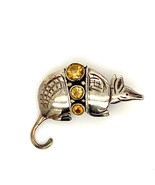 Vintage Sterling Signed 925 Sue B. Rare Armadillo with Citrine Stone Pin... - £66.17 GBP