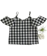 New Boutique Gingham Off Shoulder Top Black White Check Strap Buffalo Pl... - $19.13 CAD