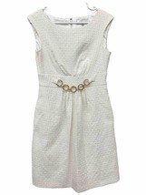 Sandra Darren Dress Womens Size 6 Small IvoryFitted Chic Classic Tailored - RB - £15.62 GBP