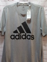 Adidas Aeroready Men&#39;s t-shirt Heather Gray black logo L large - $16.82