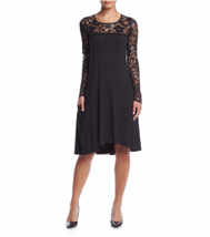 New Nina Leonard Black Lace Rayon Trapeze Dress Size M $98 - £32.36 GBP