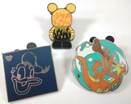 3 Disney Trading Pins: Hidden Mickey Donald Duck, Vinylmation Flames Mickey - £5.60 GBP