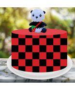 Red &amp; Black Checkered Themed Edible Cake Wraps Edible Image Birthday Cak... - $320.47 MXN