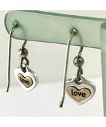 Two-Tone Heart &quot;Love&quot; Dangle Earrings - £5.20 GBP