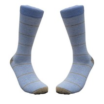 Blue and Beige Striped Pattern Dress Socks - £4.79 GBP