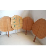Lot of 4 Vintage Woven Bamboo Hand Fans; Please Read 1st! - £15.72 GBP