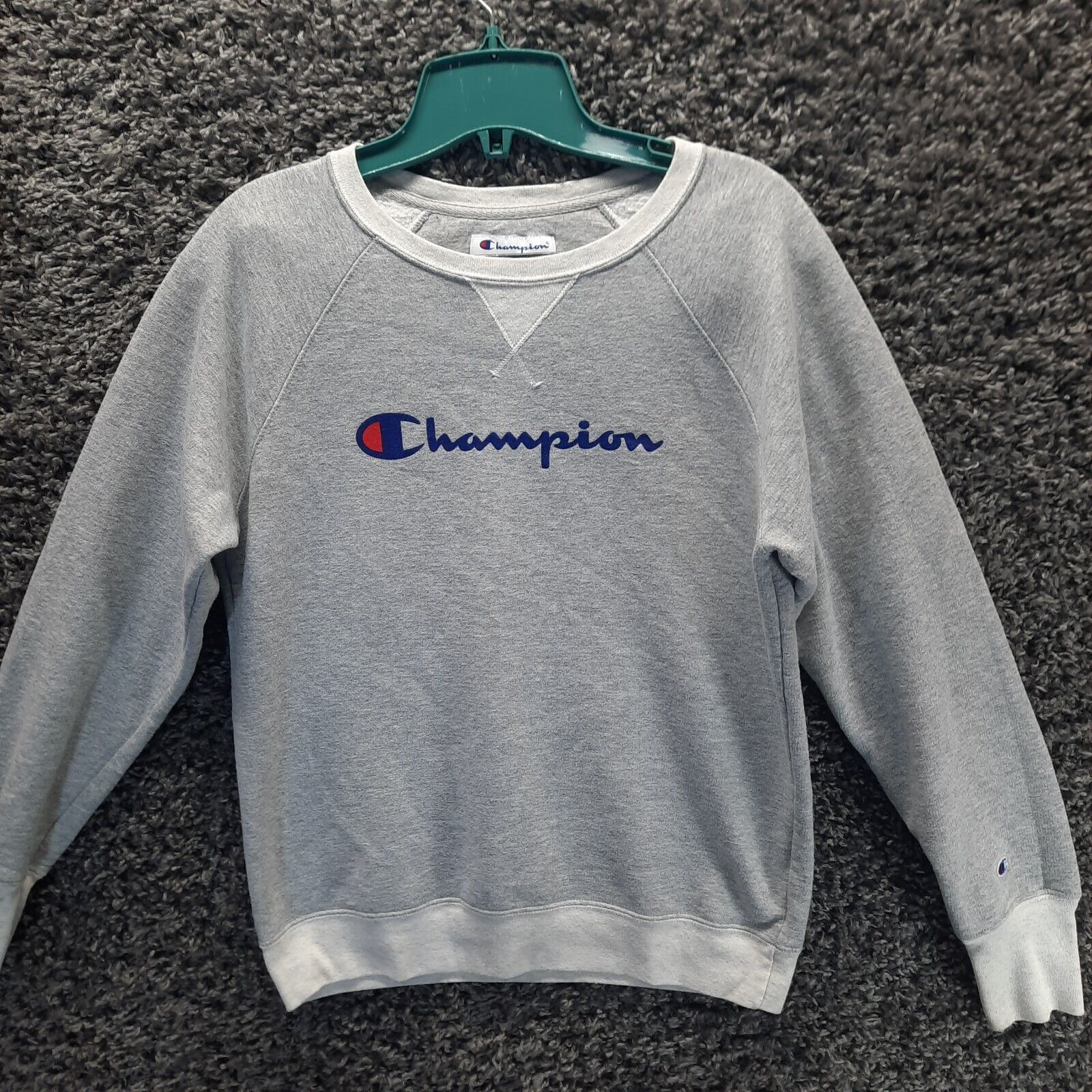 Vintage Champion Sweatshirt Men Small Gray Pullover 90s Y2K Sweater - $17.05