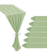 6 Pack 10Ft Sage Green Chiffon Table Runner 29X120 Inches Sheer Fabric T... - $53.45 CAD