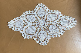 Vintage Handmade Crochet Doilies 13 X 8.5” Diamond Shaped Set Of 2 - £7.97 GBP