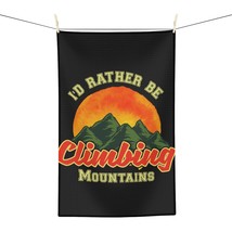 Retro &quot;I&#39;d Rather Be Climbing Mountains&quot; Watercolor Art Microfiber Tea Towel Dec - £14.70 GBP