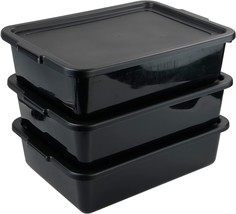 3-Pack Commercial Bus Box, 13 L Black Plastic Bus Tub With Lid - $39.95