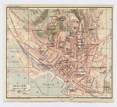 1930 Original Vintage City Map Of Cagliari Sardinia With Street Index / Italy - £17.13 GBP