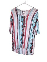 Agnes &amp; Dora Womens Size Small Aztec Print Casual Top Short Sleeve Made in USA - $8.56