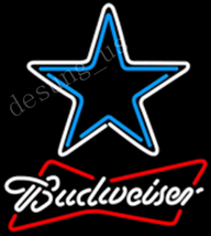 New Budweiser Dallas Cowboys Beer Bar Pub Real Glass Neon Sign 24&quot;x20&quot; - £193.05 GBP