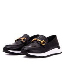 The Milan Black Croc-Embossed Leather Women Sneaker image 2