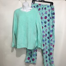 Pink XL Mint Green Cupcakes Plush Fleece Pajamas Pullover Top Pants Set - £28.13 GBP