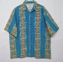 Vtg Rip Curl Loop Collar Cotton Blue Floral Hawaiian Short Sleeve Shirt ... - £29.64 GBP
