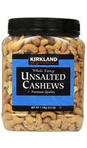 Kirkland Signature Whole Fancy Unsalted Cashews Premium Nuts 2.5 lb Jar - $26.95
