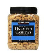 Kirkland Signature Whole Fancy Unsalted Cashews Premium Nuts 2.5 lb Jar - £21.13 GBP
