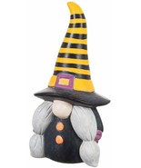 Gnome 2CG341 Witch 9&quot; H Ceramic Witchy Garden Statuary Orange Stripes - £21.92 GBP