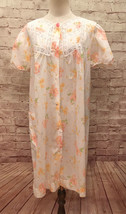 Vintage Barbizon Button Front Robe Gown Blendaire Large (45) Peach White... - $31.20