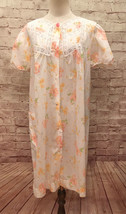 Vintage Barbizon Button Front Robe Gown Blendaire Large (45) Peach White... - £30.59 GBP