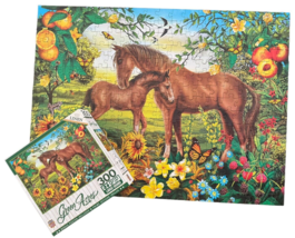 MasterPieces Green Acres 300 Large Piece Horse Colt Puzzle EZ Grip Linen Flowers - £7.96 GBP