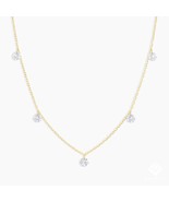 Floating five Moissanite Diamond station Necklace with 925 silver Chain ... - $85.00
