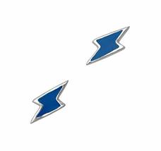 Sterling Silver Enameled Lightning Bolt Post Earrings, Blue - £7.98 GBP