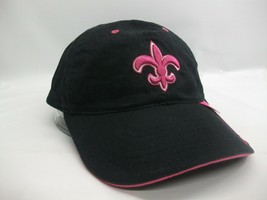 New Orleans Pink Fleur De Lis Hat Black Hook Loop Baseball Cap - £15.98 GBP