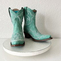 NEW Lane Saratoga Turquoise Cowboy Boots Womens 5.5 Western Snip Toe Ank... - $193.05