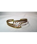 Modernist Wave Brass Copper Sterling Cuff Tri Color Bracelet K725 - £46.60 GBP