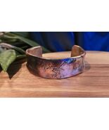 Hand forged bracelet from copper pipe, hand stamped, flame painted unisex - $30.00