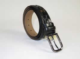 Men Genuine Leather Belt PIERO ROSSI Turkey Soft Full Grain Stitched #139 Black image 3
