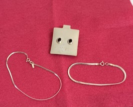 (3) Piece .925 Sterling Silver 9” Chain Anklet ~7” Bracelet ~Black Onyx ... - $6.44