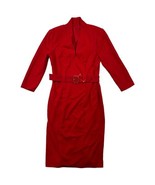 Ivy Blue V Neck Belted Long Sleeve Red Dress Size 4 - £15.85 GBP