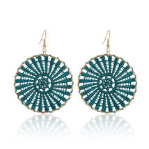 Peacock Blue Polyster &amp; 18K Gold-Plated Botanical Round Drop Earrings - £10.41 GBP