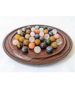 Handmade  Natural Marble solitaire game Wooden Authentic  Solitaire Boar... - $79.99